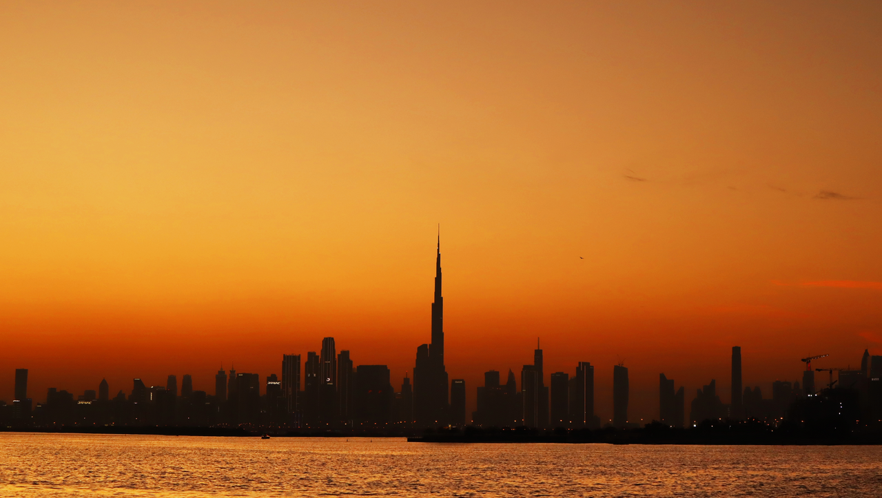 Dubai skyline at sunset